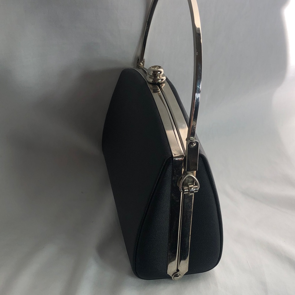 Classic Black Hard Bodied Evening Bag With Silver-Tone  Hardware - Picture 8 of 14